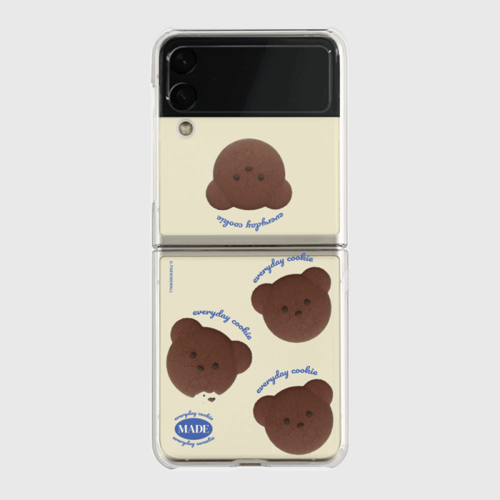 패턴 테디 쿠키 Z플립3 클리어하드케이스갤럭시 제트플립 1 2 3 케이스 zflip case 커플 곰돌이 캐릭터