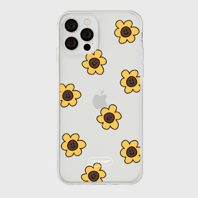 pattern sunflower [클리어 폰케이스]아이폰케이스 아이폰 11 12 12미니 13 미니 엑스 프로 맥스 se2 케이스 핸드폰 갤럭시 커플 곰돌이 캐릭터 젤리 투명 변색 없는 투명하드