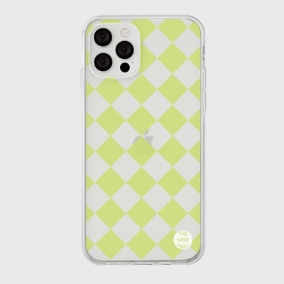lime checkerboard [클리어 폰케이스]아이폰케이스 아이폰 11 12 12미니 13 미니 엑스 프로 맥스 se2 케이스 핸드폰 갤럭시 커플 곰돌이 캐릭터 젤리 투명 변색 없는 투명하드