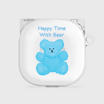 blue happytime with bear [clear 버즈라이브 케이스]