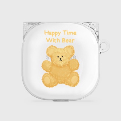 yellow happytime with bear [clear 버즈라이브 케이스]