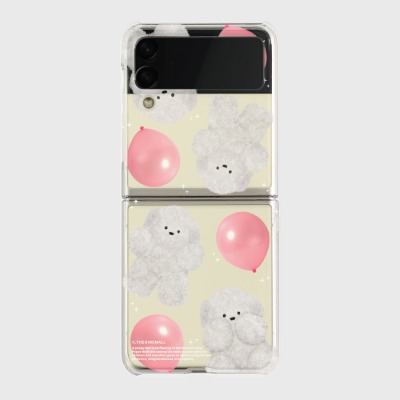 pink balloon 뽀꾸 Z플립3 클리어하드케이스갤럭시 제트플립 1 2 3 케이스 zflip case 커플 곰돌이 캐릭터