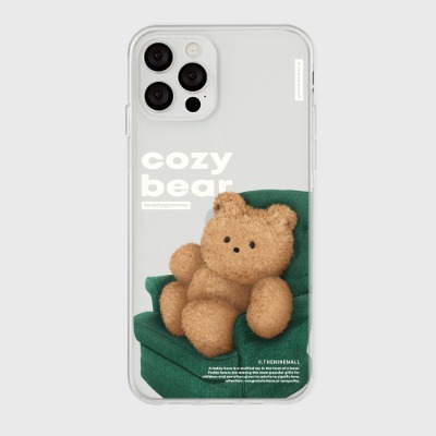 cozy bear [클리어 폰케이스]아이폰케이스 아이폰 11 12 12미니 13 미니 엑스 프로 맥스 se2 케이스 핸드폰 갤럭시 커플 곰돌이 캐릭터 젤리 투명 변색 없는 투명하드