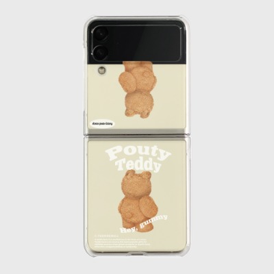 pouty teddy Z플립3 클리어하드케이스갤럭시 제트플립 1 2 3 케이스 zflip case 커플 곰돌이 캐릭터