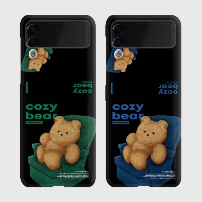 black cozy bear Z플립 하드케이스갤럭시 제트플립 1 2 3 케이스 zflip case 커플 곰돌이 캐릭터