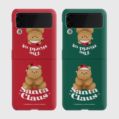 베이직 산타구미 Z플립 하드케이스갤럭시 제트플립 3 4 케이스 zflip case 커플 곰돌이 캐릭터