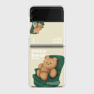 cozy bear Z플립3 클리어하드케이스갤럭시 제트플립 1 2 3 케이스 zflip case 커플 곰돌이 캐릭터