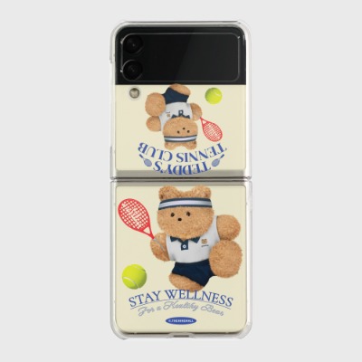 테디 테니스 클럽 Z플립3 클리어하드케이스갤럭시 제트플립 1 2 3 케이스 zflip case 커플 곰돌이 캐릭터