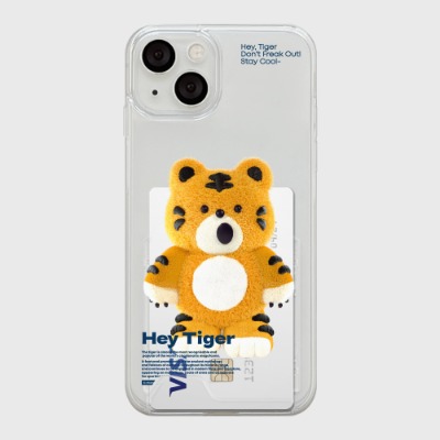 stand hey tiger [투명 카드수납 케이스]아이폰14케이스 13 12 미니 mini 엑스 프로 맥스 케이스 핸드폰 커플 캐릭터 젤리 투명 변색 없는 투명하드