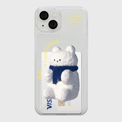 gummy snowman [투명 카드수납 케이스]아이폰14케이스 13 12 미니 mini 엑스 프로 맥스 케이스 핸드폰 커플 캐릭터 젤리 투명 변색 없는 투명하드