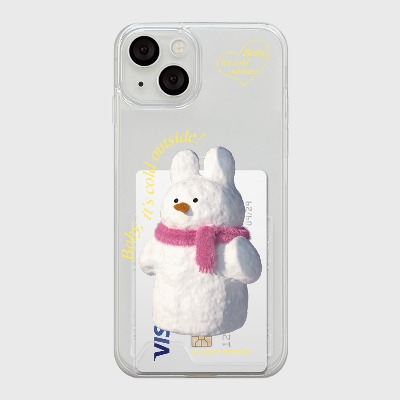windy snowman [투명 카드수납 케이스]아이폰14케이스 13 12 미니 mini 엑스 프로 맥스 케이스 핸드폰 커플 캐릭터 젤리 투명 변색 없는 투명하드