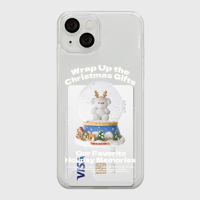 뽀꾸 스노우볼 [투명 카드수납 케이스]아이폰14케이스 13 12 미니 mini 엑스 프로 맥스 케이스 핸드폰 커플 캐릭터 젤리 투명 변색 없는 투명하드