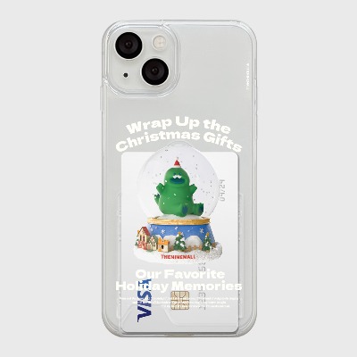 랩터 스노우볼 [투명 카드수납 케이스]아이폰14케이스 13 12 미니 mini 엑스 프로 맥스 케이스 핸드폰 커플 캐릭터 젤리 투명 변색 없는 투명하드