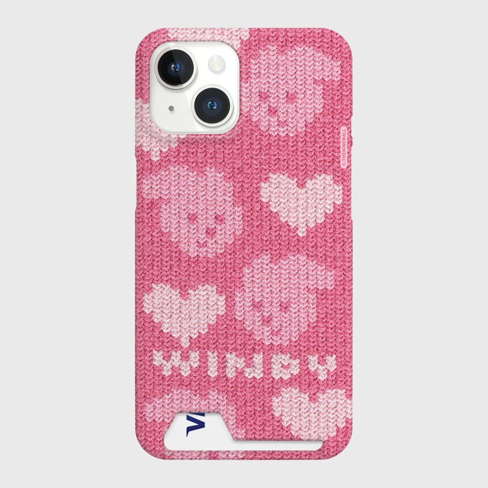 pink heart knit windy [카드수납 폰케이스]