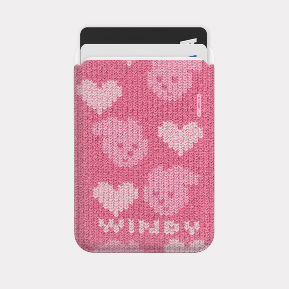 pink heart knit windy [맥세이프 카드슬롯]