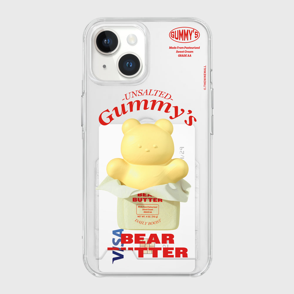 butter gummy [투명 카드수납 케이스]아이폰14케이스 13 12 미니 mini 엑스 프로 맥스 케이스 핸드폰 커플 캐릭터 젤리 투명 변색 없는 투명하드