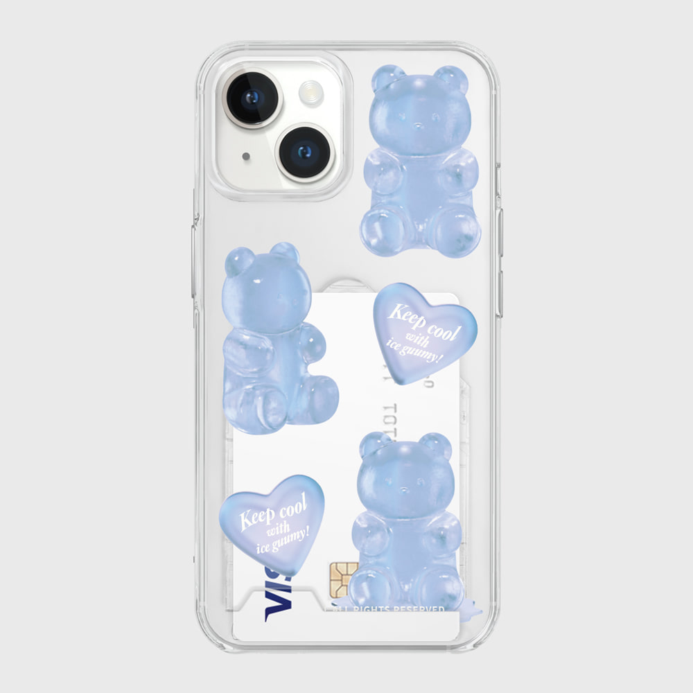 heart ice gummy [투명 카드수납 케이스]아이폰14케이스 13 12 미니 mini 엑스 프로 맥스 케이스 핸드폰 커플 캐릭터 젤리 투명 변색 없는 투명하드